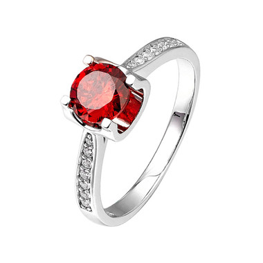 RED GARNET STERLING SILVER RING - CUSHION